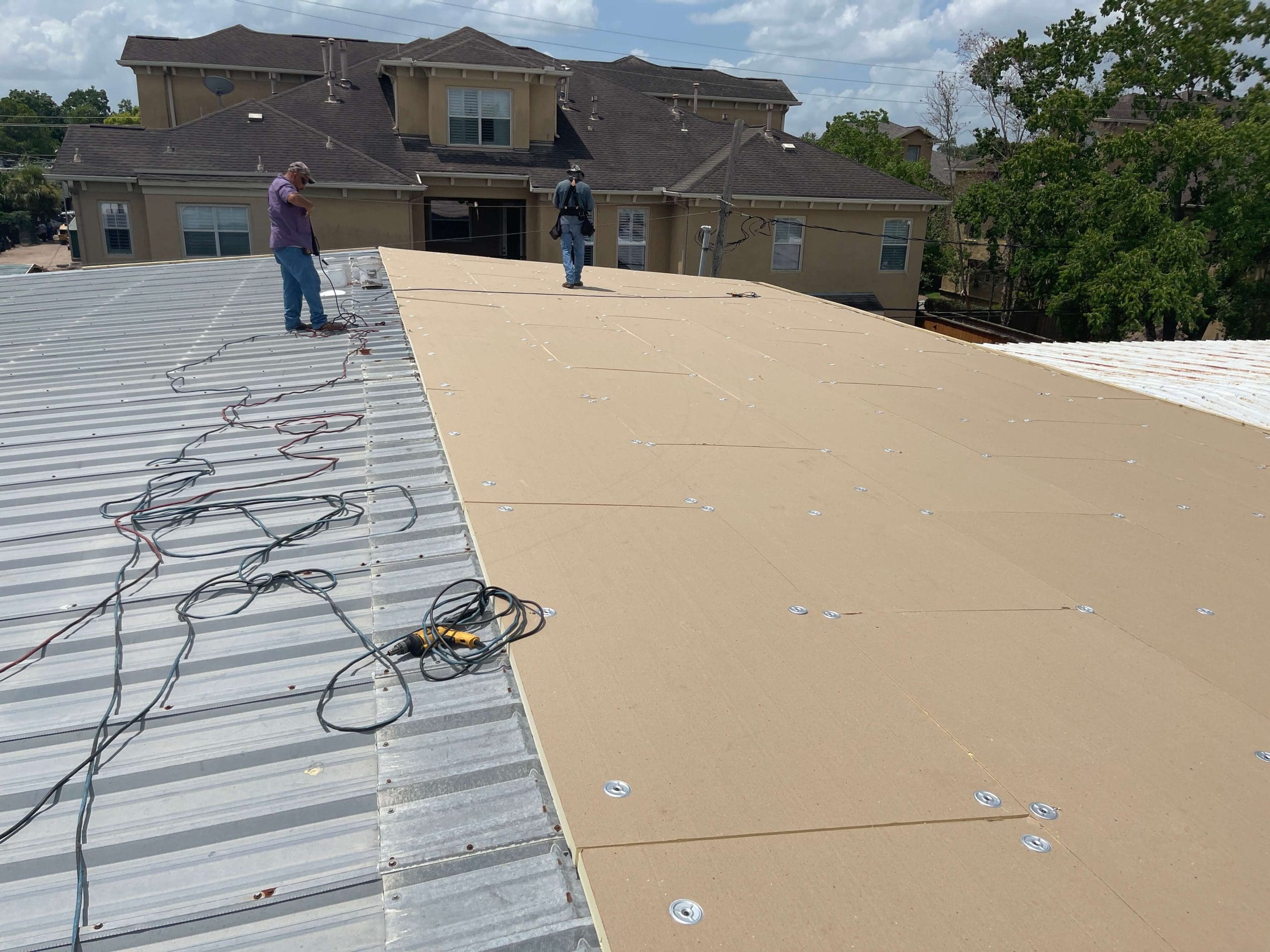 TPO Metal Retrofit Roof Installation Houston HHH Roofing Construction